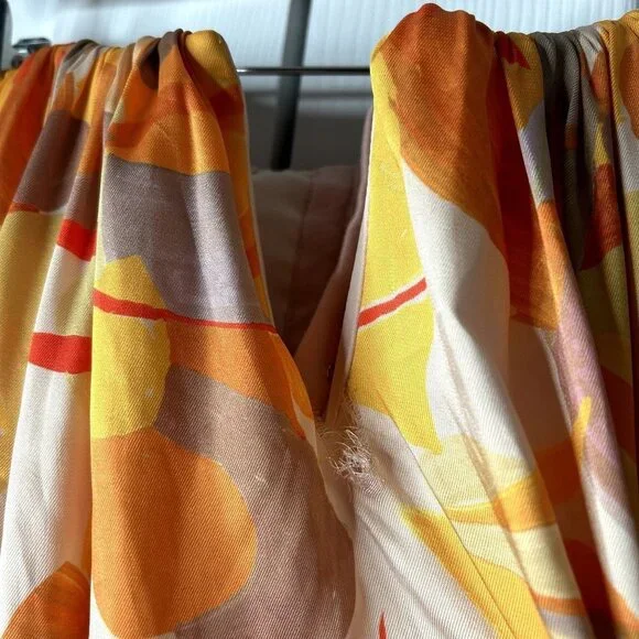 Acler Haslam Orange Printed Satin Strapless Maxi Dress Women's Size 8